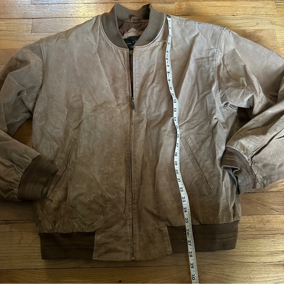 Croft & Barrow Genuine Leather Suede Bomber Winter Jacket Tan Men's Size L - Picture 10 of 12